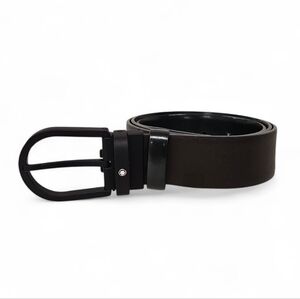 Montblanc Horseshoe Reversible Leather Belt In Brown And Green Size Sm / Med